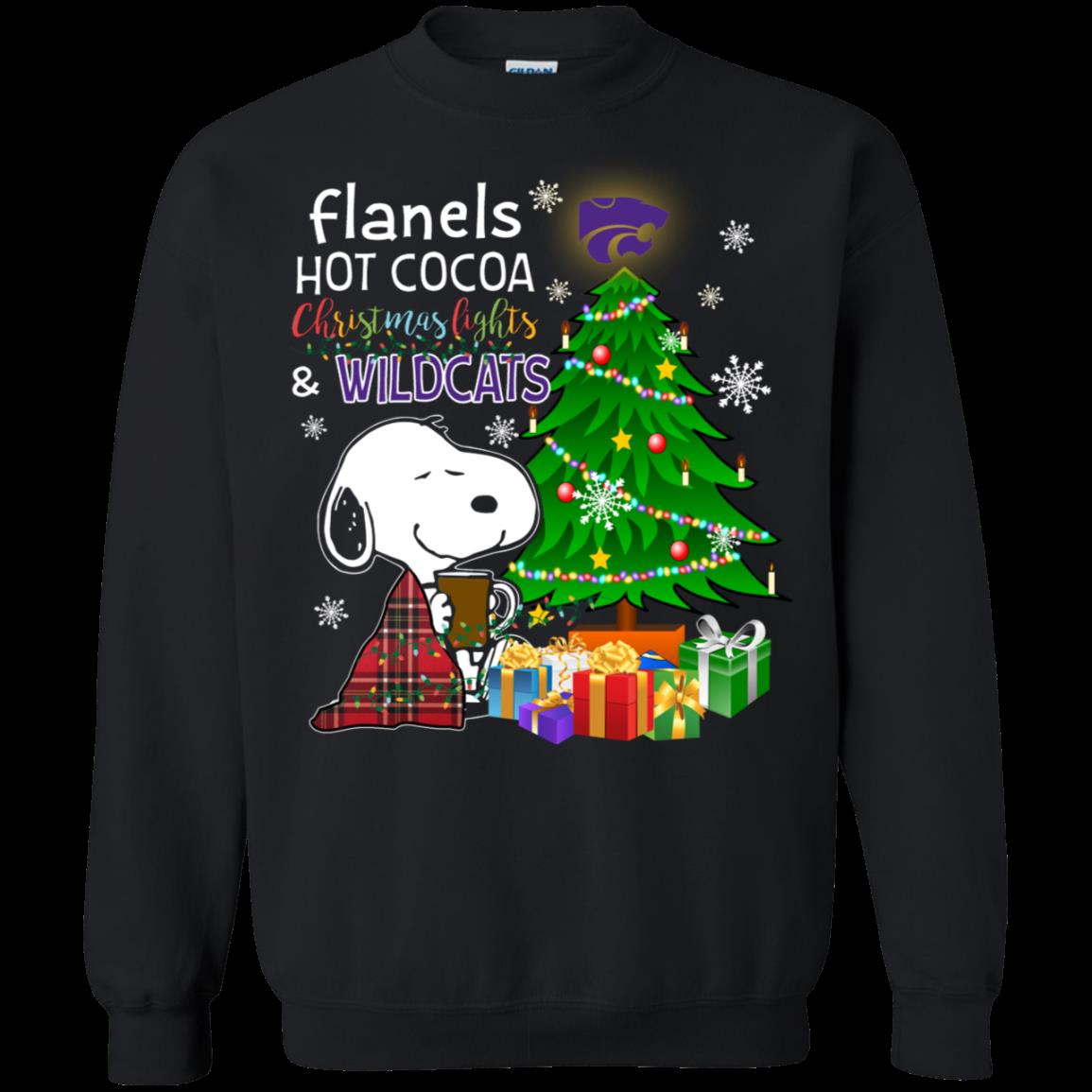 Kansas State Wildcats Snoopy Ugly Christmas Sweater Flanels Hot Cocoa