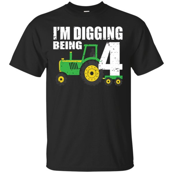 Kids 4 Year Old Tractor Birthday Shirt 4th Birthday Shirt Boy Cotton Shirt