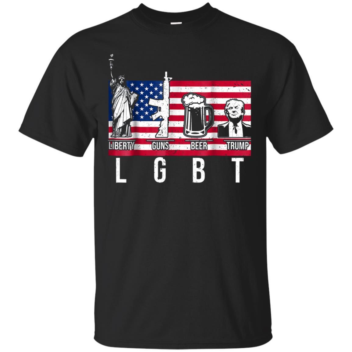 Liberty Gun Beer T Shirts Vote Trump 2020 Elect America Flag