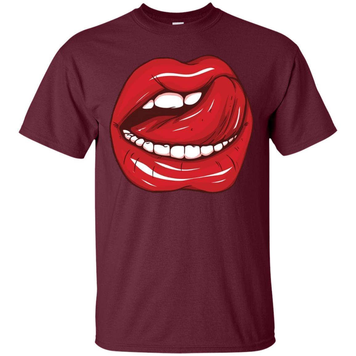 Licking Lips Red Shiny Lipstick Open Mouth White Teeth Shirt 2 » Cool Gifts for You - Mfamilygift Licking Lips Red Shiny Lipstick Open Mouth White Teeth Shirt 2