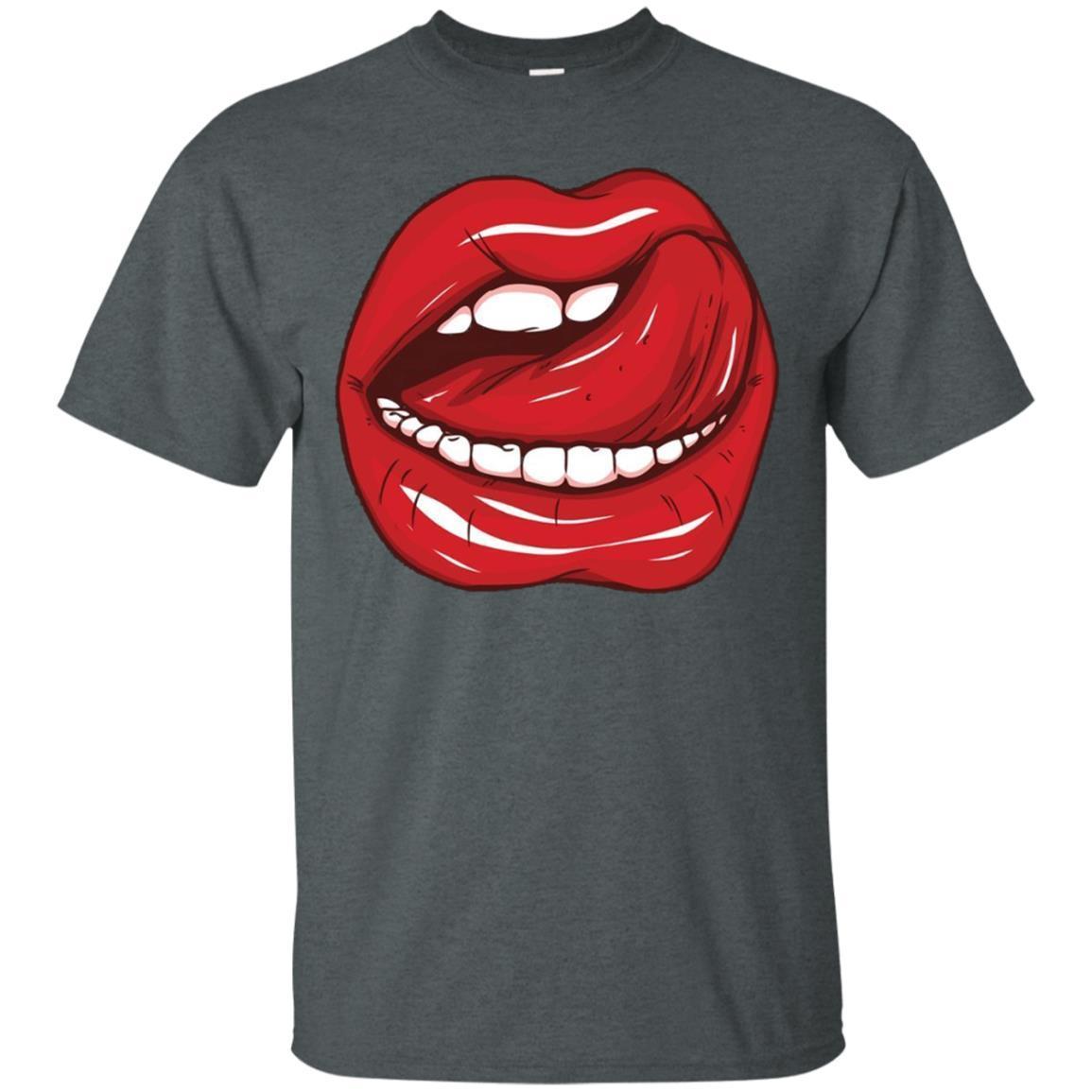 Licking Lips Red Shiny Lipstick Open Mouth White Teeth Shirt 4 » Cool Gifts for You - Mfamilygift Licking Lips Red Shiny Lipstick Open Mouth White Teeth Shirt 4