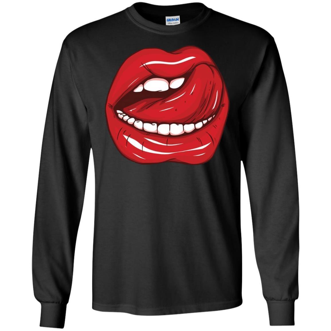 Licking Lips Red Shiny Lipstick Open Mouth White Teeth Shirt 5 » Cool Gifts for You - Mfamilygift Licking Lips Red Shiny Lipstick Open Mouth White Teeth Shirt 5