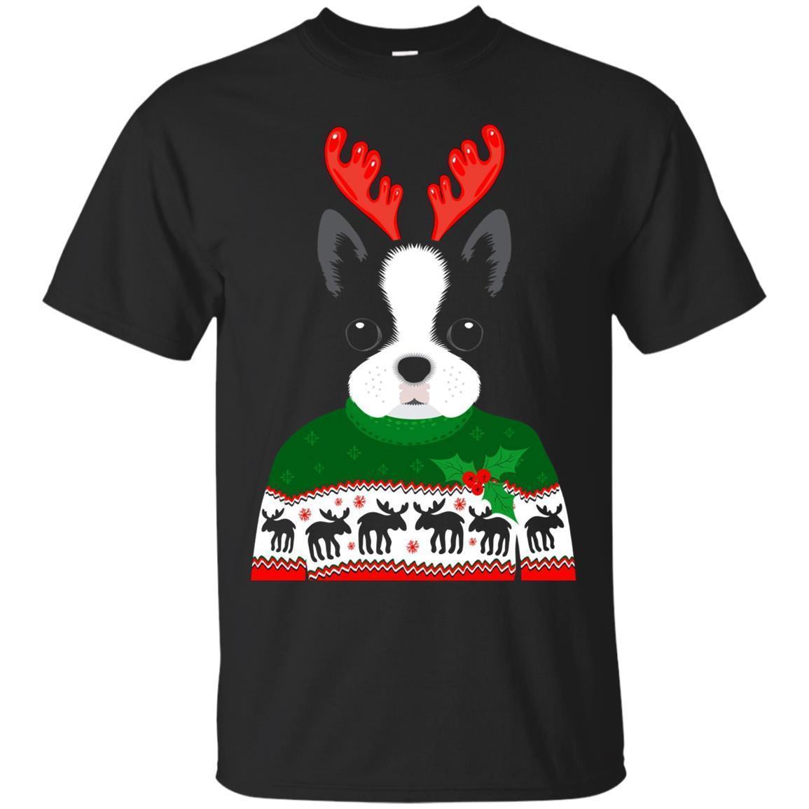 Long Sleeve Boston Terrier Ugly Christmas Sweater T-shirt Long Sleeve Boston Terrier Ugly Christmas Sweater T-shirt