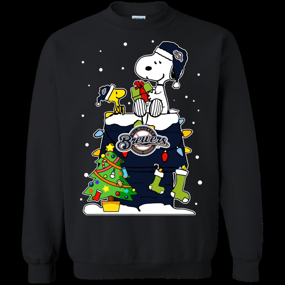 Milwaukee Brewers Ugly Christmas Sweaters Snoopy T Shirt Hoodies Sweatshirt