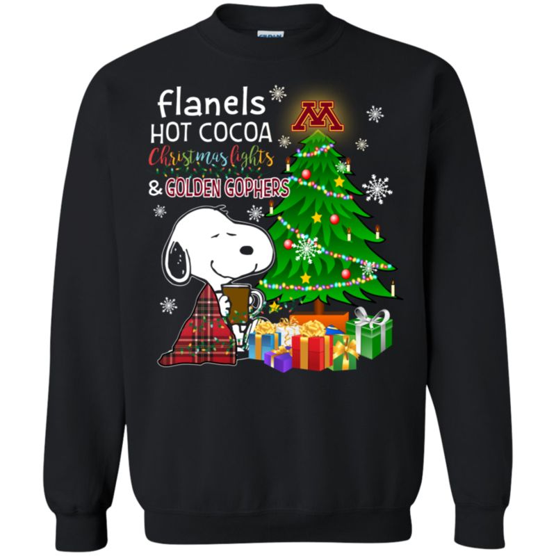 Minnesota Golden Gophers Snoopy Ugly Christmas Sweater Flanels Hot Cocoa