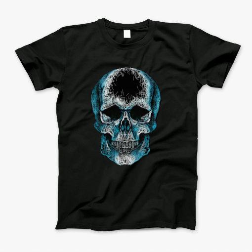 Sugar Skull, Skull Art Blue T-Shirt