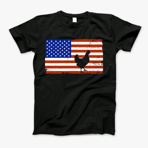 Vintage Chicken American Flag Gift T-Shirt
