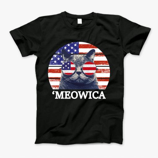 Meowica Cat 4Th Of July American Flag / Independence Day T-Shirt