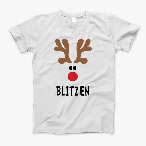 Reindeer Face Cool Christmas Cute Boys Girls Blitzen T-Shirt