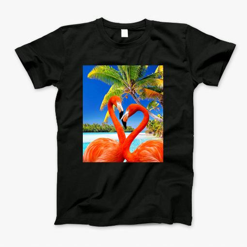 Cute Colorful Flamingo Palm Tree T-Shirt