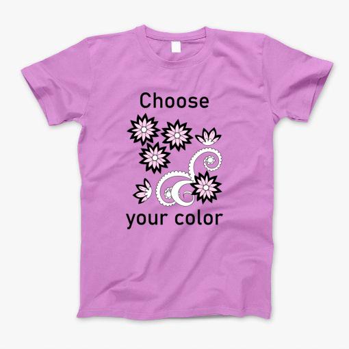 Doodle Composition Of The Black-Pink Flowers T-Shirt