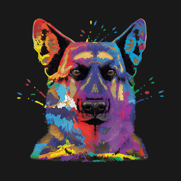 German Shepherd Dog Face Splash Art Gifts For Gsd Dog Lovers T Shirt T-Shirt 1 » Cool Gifts for You - Mfamilygift German Shepherd Dog Face Splash Art Gifts For Gsd Dog Lovers T Shirt T-Shirt 1