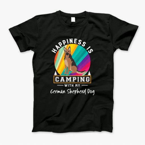 German Shepherd Dog Happiness Is Camping With My Dog Retro T Shirt T-Shirt German Shepherd Dog Happiness Is Camping With My Dog Retro T Shirt T-Shirt