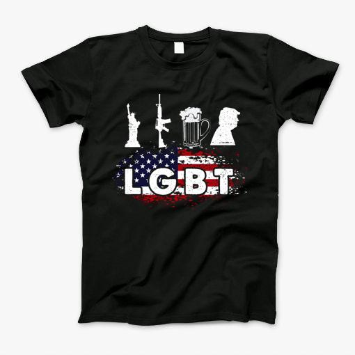 Lgbt Parody Liberty Guns Beer Trump Usa Funny T-Shirt