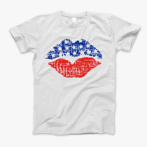 American Flag Lips Shirt Independence Day 4Th July Usa Flag Lips Shirt T-Shirt