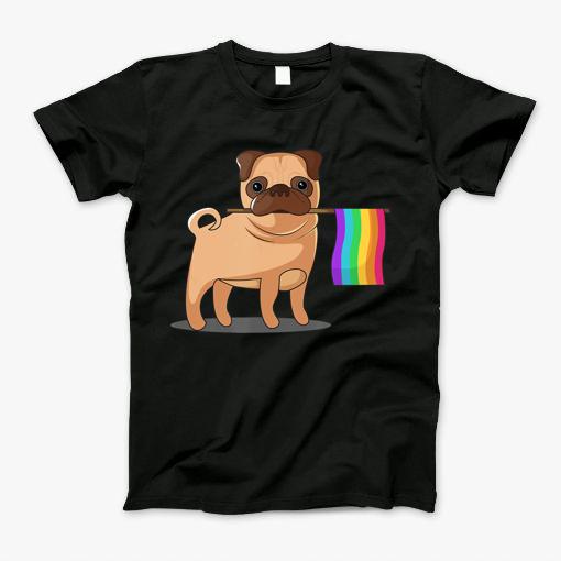 Gay Pug Lgbt Pride Rainbow Flag Pug Pride Month T Shirt T-Shirt