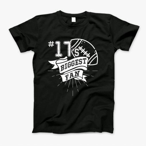 Biggest Fan Of Football Player Number 17 Dad Mom Fan T-Shirt