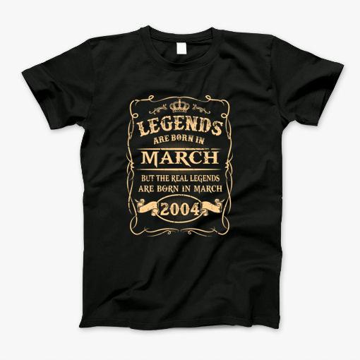 Real Legends Are Born In March 2004 Birthday Shirt Gift Vintage T-Shirt