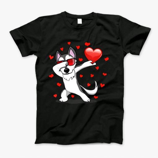 Dabbing Husky Sunglasses Valentines Day Heart Boys Girls T Shirt T-Shirt Dabbing Husky Sunglasses Valentines Day Heart Boys Girls T Shirt T-Shirt