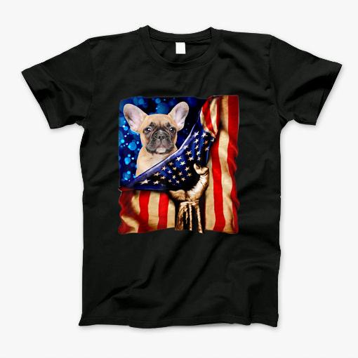 French Bulldog American Flag Proud Veteran Warrior Lover T Shirt T-Shirt