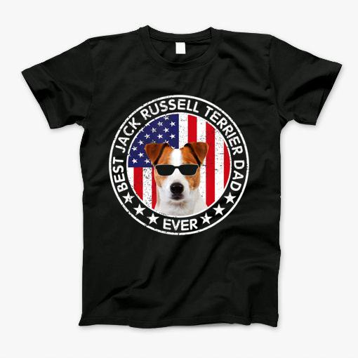 Best Jack Russell Terrier Dad American Flag T Shirts For Dad T-Shirt