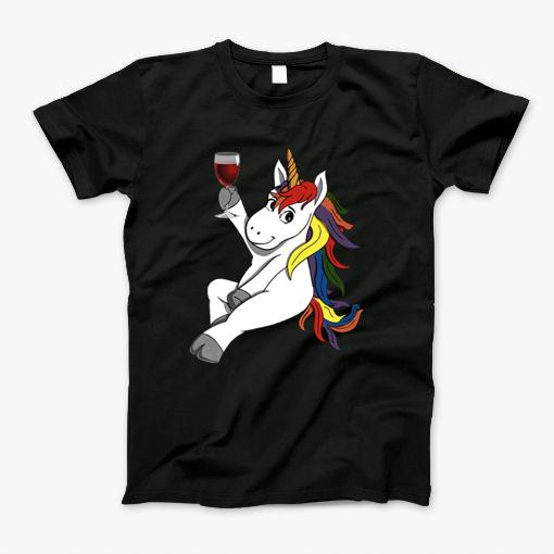 Unicorns Love Wine Tshirt Unicorn Wine Lover Gift T-Shirt