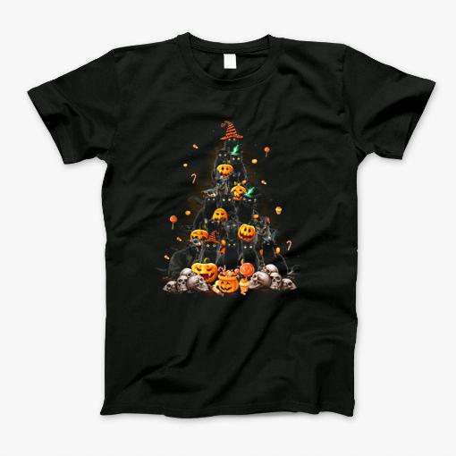 Noel Tree Black Cat T-Shirt Noel Tree Black Cat T-Shirt