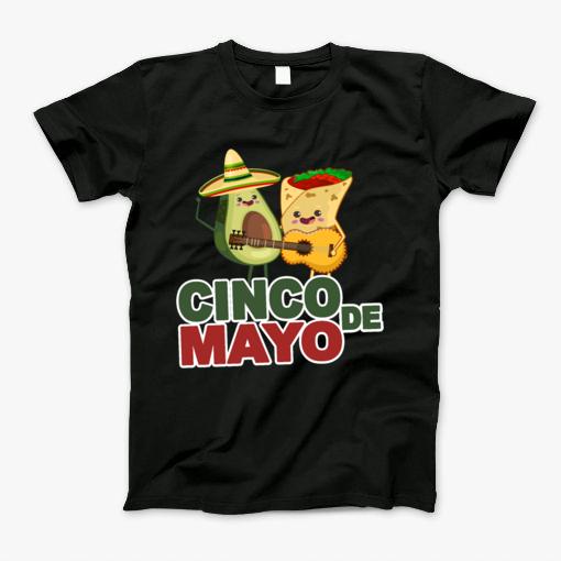 Cinco De Mayo Avocado Burrito Puebla T-Shirt