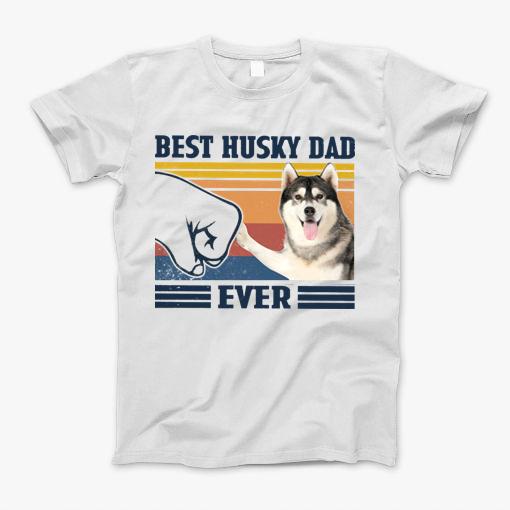 Best Husky Dad Ever Shirt Vintage Father Day T-Shirt