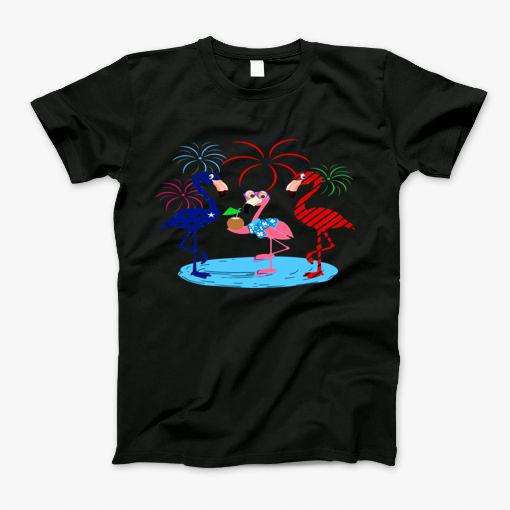 Patriotic Flamingo T Shirt Indenpendence Day 4Th Of July Shirt T-Shirt