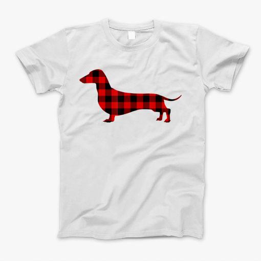 Dachshund Red Buffalo Plaid Christmas T-Shirt