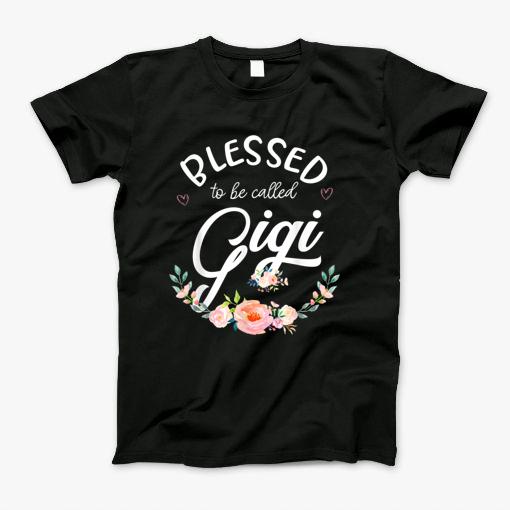 Womens Blessed Gigi Floral Grandma Mothers Day Gift Tshirt T-Shirt