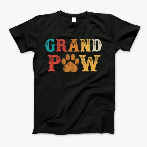 Vintage Fathers Day Grand Paw Dog Lover T-Shirt