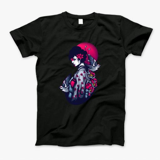 Geisha Geishas Japan Japanese Woman Geiko Geigi Maiko Hangyoku Shikomi Minarai Hanamachi Karyukai Kabuki Okiya Artist Entertainer Oshiroi Artisan Kimono Princess Queen China Chinese Kyoto Tokyo Kanazawa Courtesan T-Shirt