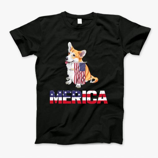 Merica Corgi American Flag 4Th Of July Independence Day T-Shirt