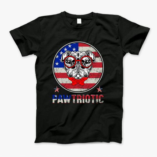 Pawtriotic Pug Dog American Flag 4Th Of July Independence Day T-Shirt