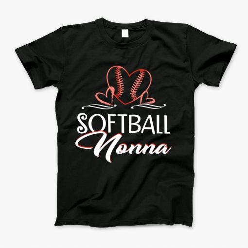 Softball Nonna Grandma Gifts Heart Distressed T-Shirt