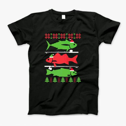 Merry Fishmas Tshirt Funny Christmas Fishing Xmas T-Shirt
