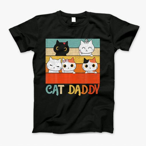 Cat Daddy Vintage Kitten Cat Owners Fathers Day T-Shirt