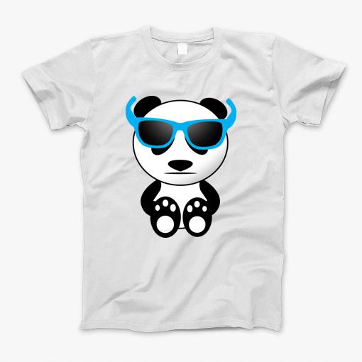 Cool Cute Panda Bear Sunglasses Blue T-Shirt