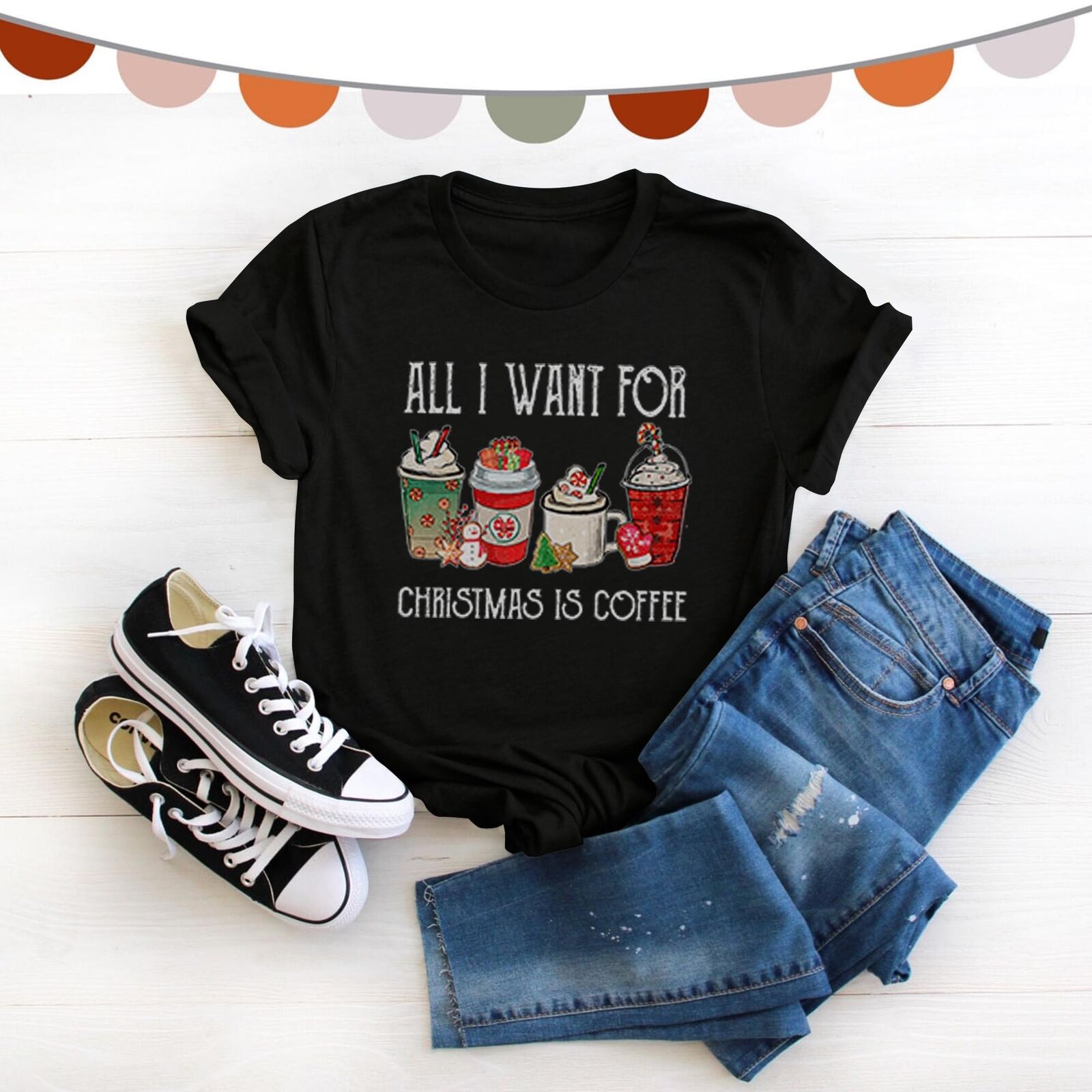 All I Want For Coffee Christmas Funny Coffee Lover Family T-Shirt