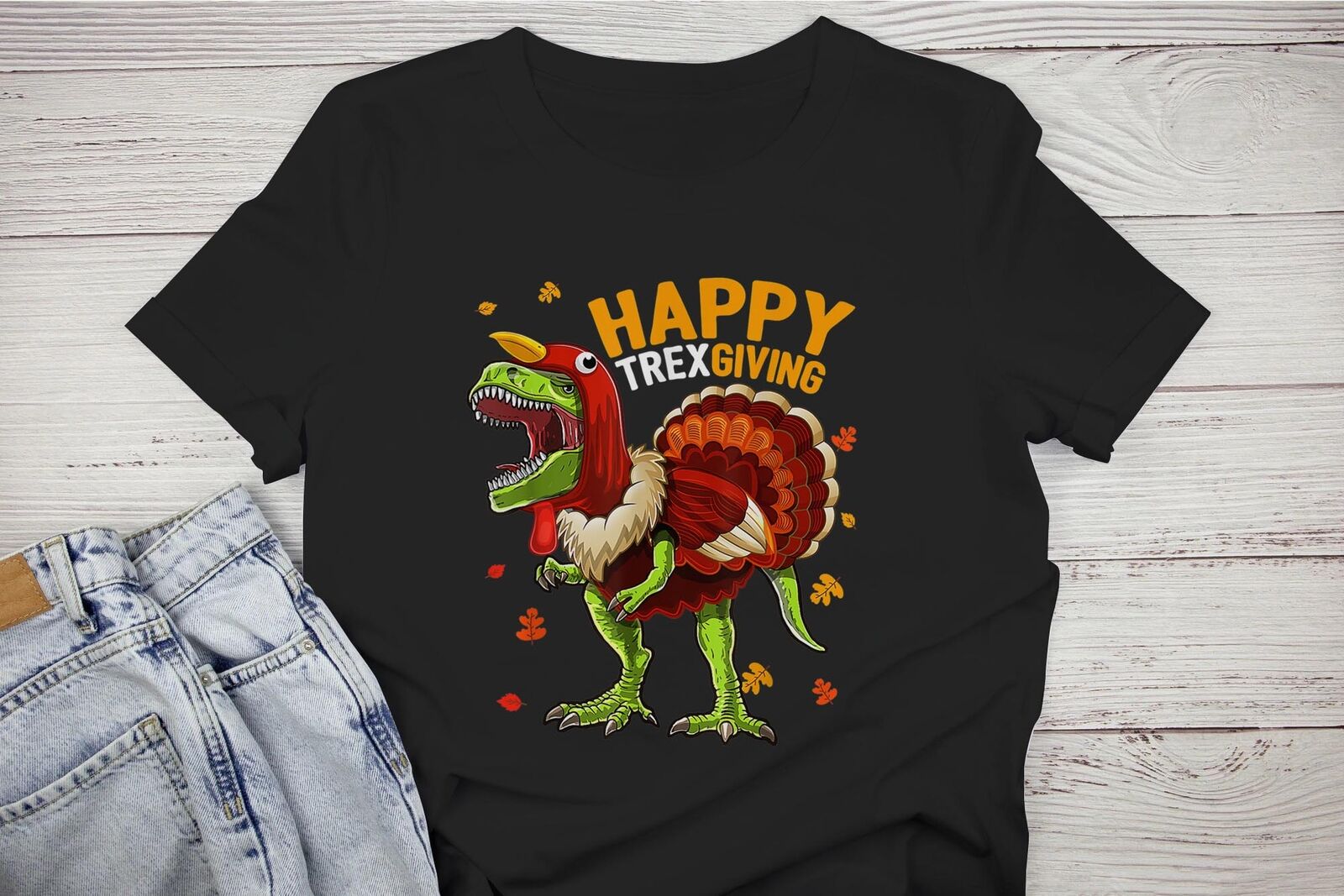 Happy Thanksgiving T Rex Dinosaur Turkey Costume Boys T-Shirt -Cute