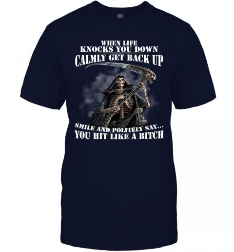 Funny Dead Skull When Life Knocks You Down Calmly Get Back Up T-Shirt 2 » Cool Gifts for You - Mfamilygift Funny Dead Skull When Life Knocks You Down Calmly Get Back Up T-Shirt 2