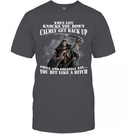 Funny Dead Skull When Life Knocks You Down Calmly Get Back Up T-Shirt 4 » Cool Gifts for You - Mfamilygift Funny Dead Skull When Life Knocks You Down Calmly Get Back Up T-Shirt 4