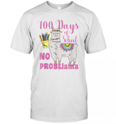 No Probllama 100 Days Of School Shirt Llama Teacher T Shirt