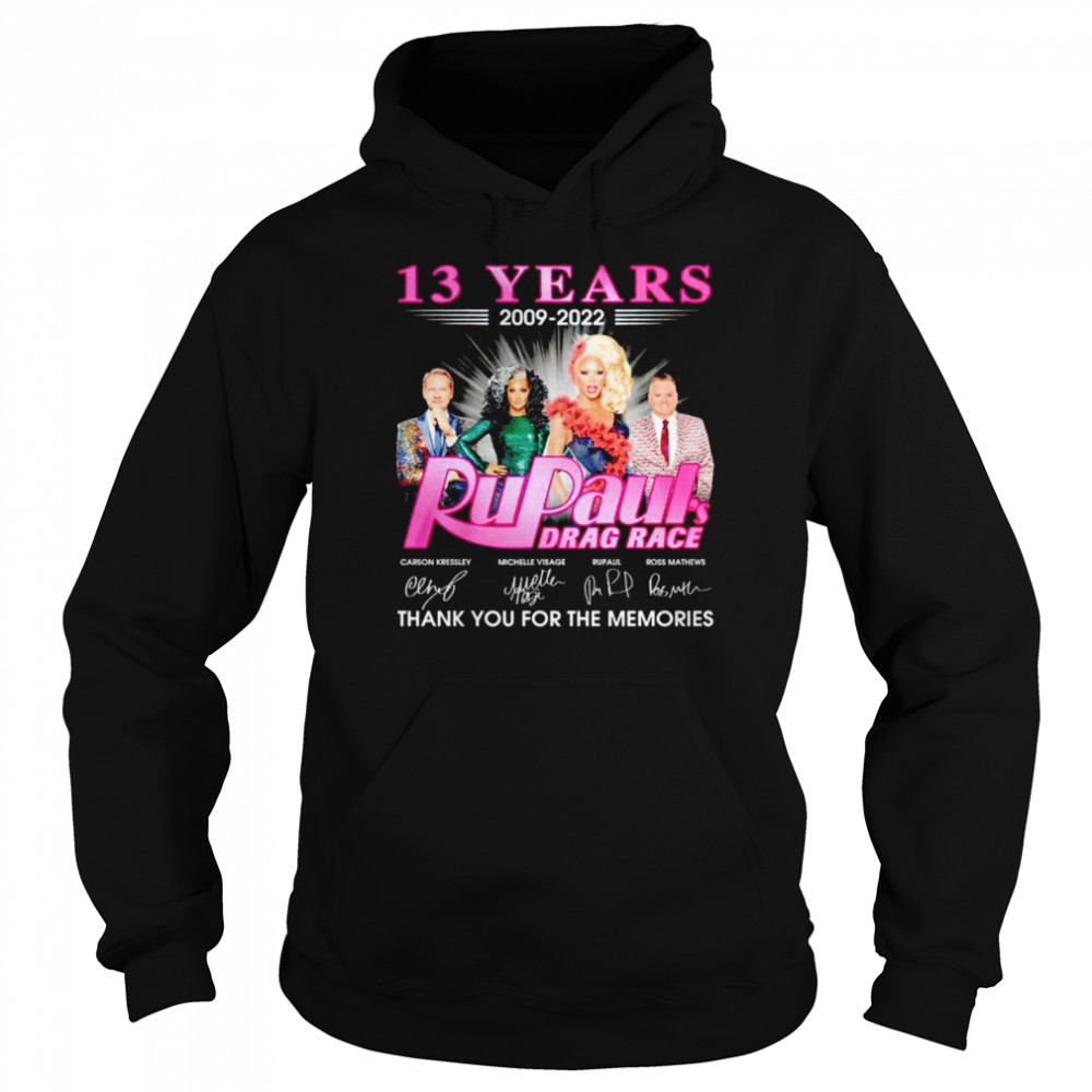 13 Years 2009 2022 Rupaul’S Drag Race Signatures Thank You For The Memories Shirt 4 » Cool Gifts for You - Mfamilygift 13 Years 2009 2022 Rupaul’S Drag Race Signatures Thank You For The Memories Shirt 4