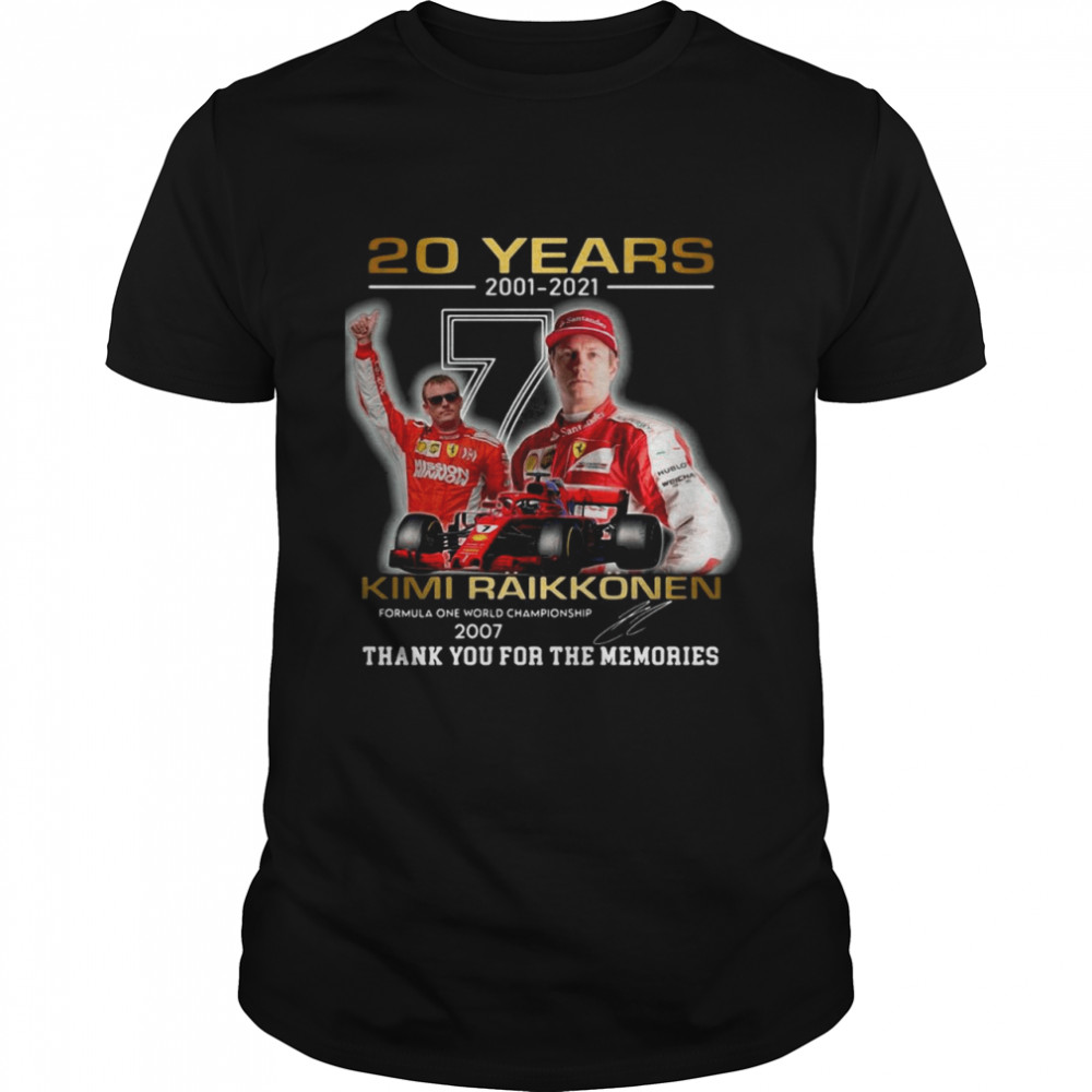 20 Years 2001-2021 Kimi Raikkonen Signature Thank You For The Memories T-Shirt