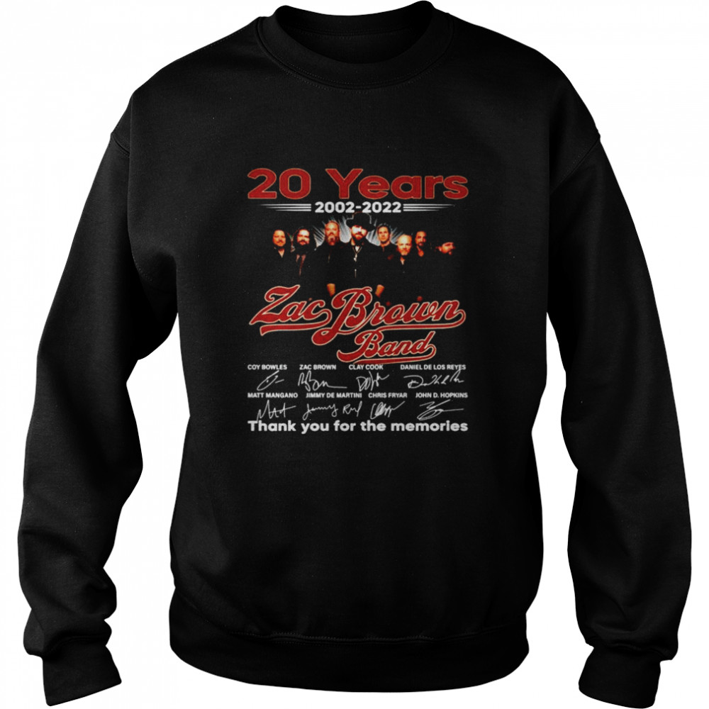 20 Years 2002 2022 Zac Brown Thank You For The Memories Shirt 3 » Cool Gifts for You - Mfamilygift 20 Years 2002 2022 Zac Brown Thank You For The Memories Shirt 3