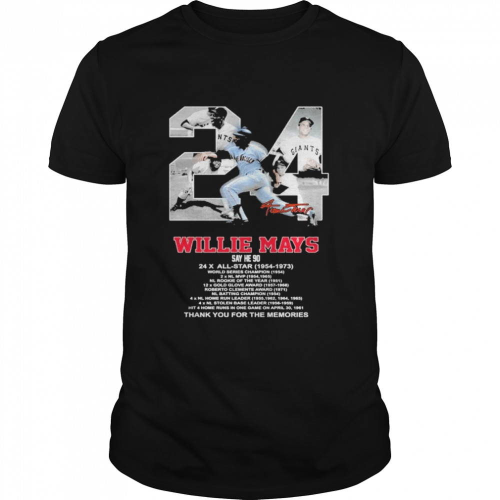24 Millie Mays 1954 1973 Thank You For The Memories Signatures Shirt 24 Millie Mays 1954 1973 Thank You For The Memories Signatures Shirt