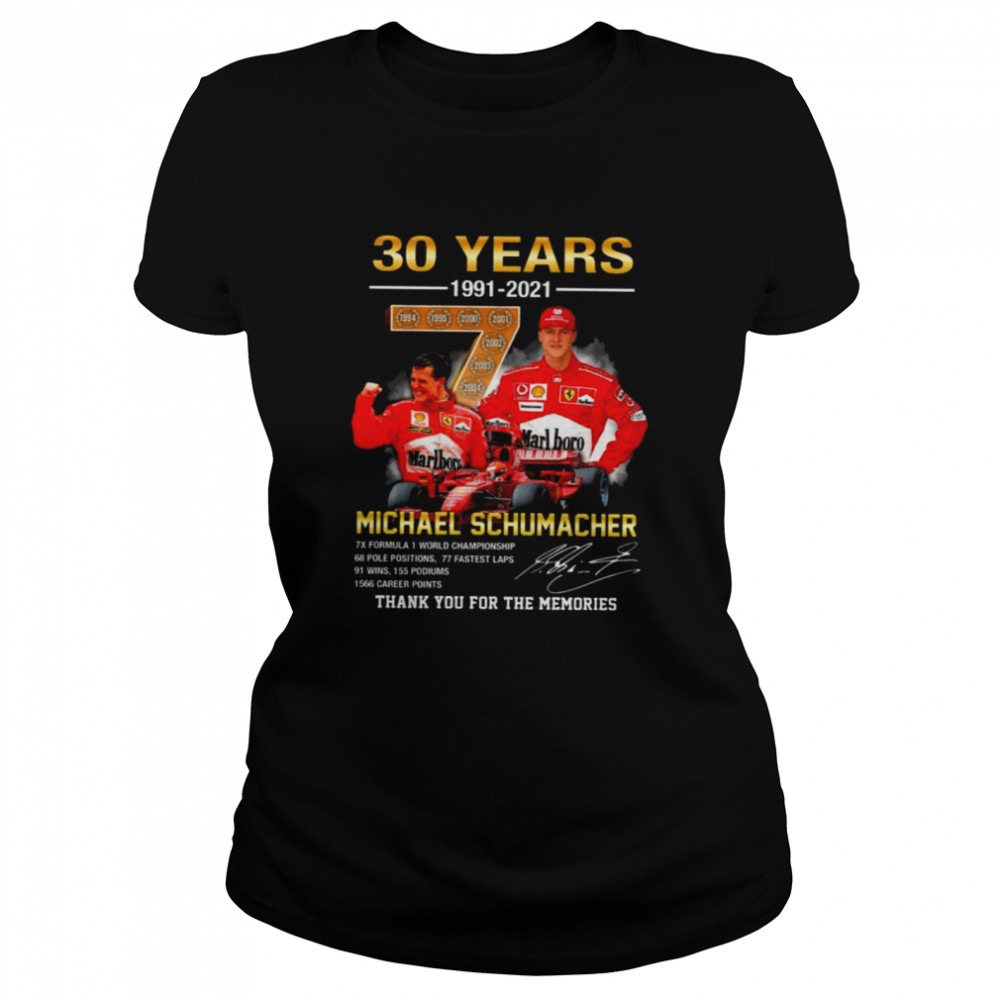 30 Years 1991 2021 Of The Michael Schumacher Signatures Thank You For The Memories Shirt 1 » Cool Gifts for You - Mfamilygift 30 Years 1991 2021 Of The Michael Schumacher Signatures Thank You For The Memories Shirt 1